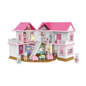 Jouets De Villa pour enfants, jeu pour faire semblant, avec 2 poupées De lapin/lumières, 3 x AG13 Batteries non incluses