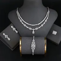 Set di orecchini a forma di bracciale con zirconi cubici squisiti da 4 pezzi Set di gioielli africani di lusso da donna Set di gioielli da sposa