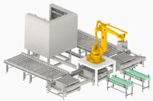 Kualitas tinggi 4-6 sumbu sepenuhnya otomatis 25kg tas palet robot produksi palet palet palet garis Pengemasan