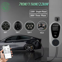 Borne de recharge murale OCPP 1.6 7kW pour véhicules électriques, 32A, Type 2, monophasée, intelligente, avec application, RFID, compatible Tesla BMW IX3, chargeur EV