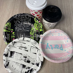 Ensemble de vaisselle jetable, assiettes en papier épaisses, imperméables, pour restaurant, fête, mariage, pique-nique, vente en gros - Product Image 6