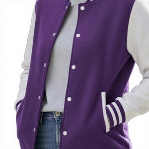 Chaqueta Varsity de Invierno para Hombre, 100% Lana, Resistente al Viento, Informal, con Logotipo Bordado Personalizado, Color Sólido, Cuello Camisero, en Venta - Product Image 4