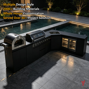 Mueble de Cocina Modular de Lujo para Exteriores con Parrilla Completa, Fregadero, Nevera para <span class=keywords><strong>Vino</strong></span>, Acero Inoxidable, Resistente a la Oxidación y a la Intemperie, para Patio - Product Image 6