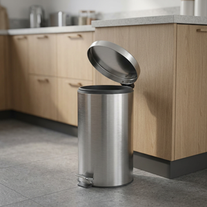 High Quality Eco-Friendly Stainless Steel Cylindrical Step <b>Bin</b> <b>with</b> Foot Pedal for Indoor/Outdoor Waste Management - Product Image 2