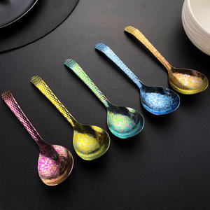 Cuillère en titane pur, ronde, légère, ustensile de camping, design fleur de glace cristallisée, pour usage extérieur - Product Image 1