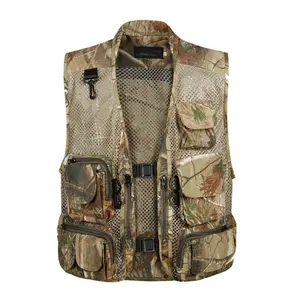 Shero Men's Fishing Outdoor Utility Hunting Vest Climbing Tactical Camo Mesh Removable Vest With Multiple Pockets