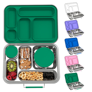 Aohea Tốt Nhất Người Bán 5 Khoang Thép Không Gỉ 304 Thép Không Gỉ Trẻ Em Bento Hộp Cho Bé Trai Cô Gái Thực Phẩm Container - Product Image 6