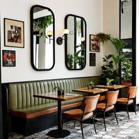 Bancs demi-circulaires en bois pour café, restaurant, chaises, tables, canapés, mobilier de café