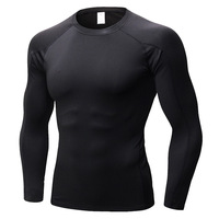 Kaos Olahraga Lengan Panjang Pria PRO Solid Sporty Tight Fitness untuk Lari dan Latihan, Bahan Stretch Cepat Kering