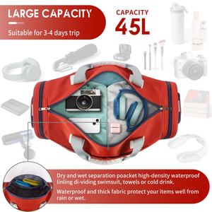 Sac de voyage multifonctionnel grande capacité, sac de sport portable, sac de sport OEM personnalisé avec compartiment à chaussures - Product Image 6