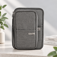 Nouvel Organisateur de Documents de Voyage Multifonctionnel en Tissu Polyester Cationique avec Fermeture Éclair, Style Tendance, Sac de Rangement de Capacité Moyenne