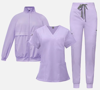 Uniforme bleu marine unisexe Ensemble 3 pièces chemisiers chemises veste chaude avec fermeture éclair avant et poches pantalon grande taille pour hommes et femmes