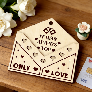 Tarjeta <span class=keywords><strong>de</strong></span> Madera Cuadrada Personalizada con Mensaje <span class=keywords><strong>de</strong></span> Amor - Impresión UV, Estilo Sobre con Corazón Hueco, Regalo Romántico para Novio o Novia - Product Image 3