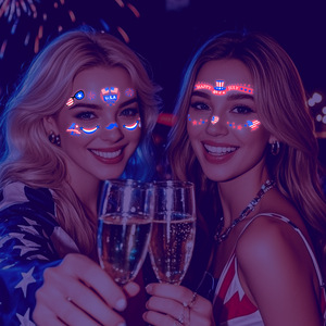 Nuevas pegatinas de tatuajes temporales fluorescentes para el Día de la Independencia de EE. UU., maquillaje facial, tatuajes brillantes de neón para fiestas en EE. UU. - Product Image 1