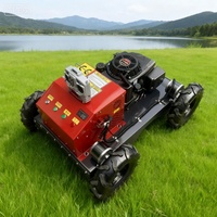 Robot mesin pemotong rumput RC bertenaga bensin Remote kontrol mulai mesin pemotong rumput cerdas