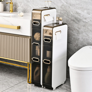 Bathroom Storage Cabinet 3 Tier Space Saving Multi Functional Toilet Organizer With Transparent Drawers For Bathroom Use - Product Image 1