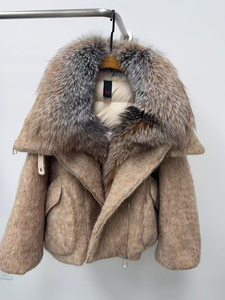 Janveny 2025 <span class=keywords><strong>Piumino</strong></span> Invernale alla Moda in Lana <span class=keywords><strong>d</strong></span>'<span class=keywords><strong>Oca</strong></span> da Donna con Collo in Vera Pelliccia di Volpe Naturale, Parka e Cappotto Spesso e Caldo - Product Image 4