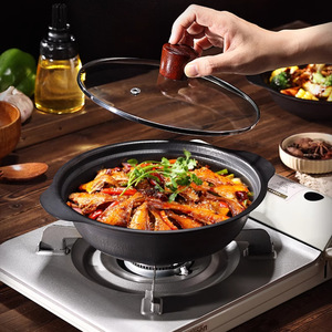 Ironware Casserole Pot 3.1-4L High <b>Temperature</b> Resistant With Lid For All Stovetops Home And Commercial Use - Product Image 1