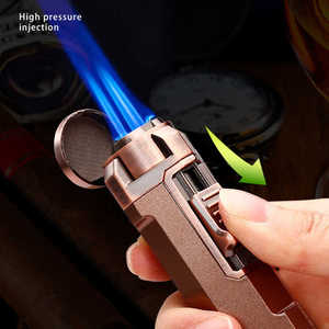 Encendedor de butano con llama de triple chorro de metal de alta calidad con logotipo personalizado con cortador de cigarros para accesorios para fumar - Product Image 2