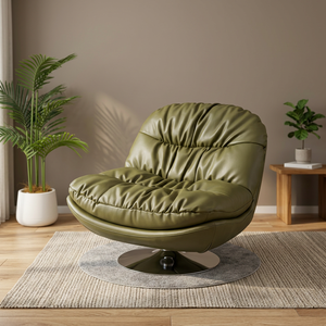 Modern Olive Green PU Leather Egg Chair with 360 Degree Swivel Base for Living Room Furniture - Product Image 3
