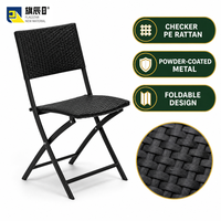 Ensemble de table et chaises pliantes d'extérieur, 3 pièces, mobilier de bistrot noir pour patio