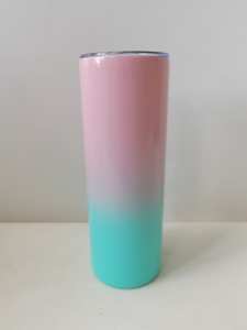 Vaso Térmico de Acero Inoxidable Recto con Degradado de Color de 600 ml, Tapa Transparente Antiderrames para Botella de Agua de Viaje Diaria - Product Image 3