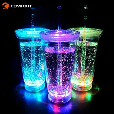 Holiday Home Decoration Battery Led Cup Shape Juice LED Flashing Tumbler LED Straw Cup