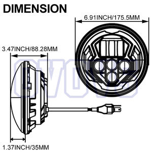OVOVS-Faro LED redondo de 7 pulgadas para <span class=keywords><strong>Jeep</strong></span> Wrangler JK LJ TJ Sahara Sport <span class=keywords><strong>Rubicon</strong></span> Hummer H1 H2, 1997-2017 - Product Image 6