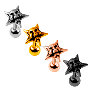 Orecchino Unisex in Acciaio Chirurgico con Sfera, Design a Teschio Placcato <span class=keywords><strong>Argento</strong></span> 8MM per <span class=keywords><strong>Piercing</strong></span> Helix e <span class=keywords><strong>Trago</strong></span> - Product Image 5