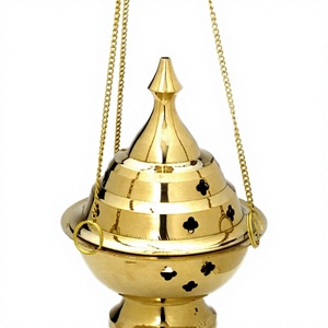 Quemador de Incienso Colgante de Latón con Cadena, Decoración Tradicional para el Hogar o Templo - Product Image 3