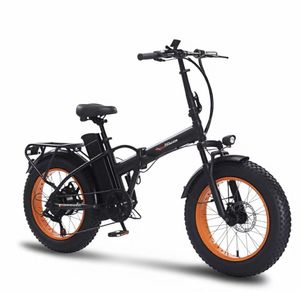 Vélo électrique pliable en aluminium noir avec pneus larges de 20 pouces, 7 vitesses, assistance au pédalage, batterie au lithium 48V 15AH pour la ville et le tout-terrain - Product Image 1