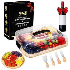 FuBeg Premium Bamboo Charcuterie Board <b>Cheese</b> <b>Set</b> With Lid And <b>Knives</b> For Serving Snacks And Appetizers - Product Image 4