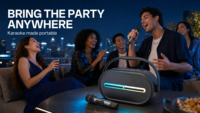 Speaker Boombox Karaoke LE Audio Auracast dengan 2 Mikrofon Nirkabel, Speaker Bluetooth Portabel untuk Rumah dan Luar Ruangan