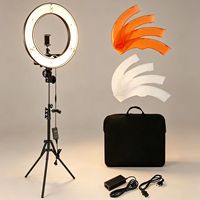 Éclairage photographique RL-18 de haute qualité, 18 pouces, 55W, température de couleur réglable, télécommande, 100-240V, 3 supports pour téléphone