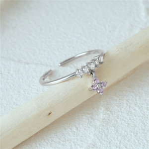 CANNER Nuevo Anillo con Colgante de Flor para Niñas, Plata 925, Zirconia Rosa, Ajustable, Regalo para Mujeres - Product Image 3