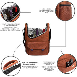 Mochila aislada Portador de vino Tote de vino Gimnasio Duffel Cubiertas de copa de acero inoxidable para amantes del vino Entusiastas Gran idea de regalo - Product Image 3