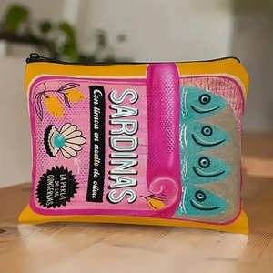 Bolsa de Cosméticos con Cierre Inspirada en Latas de Sardinas Estilo Español, Bolsa de Maquillaje Retro Reutilizable para Uso Diario - Product Image 2