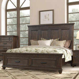 Rustic Dark <b>Wood</b> <b>Dresser</b> with Mirror - Traditional Carved Bedroom <b>Dresser</b>, Farmhouse Style Storage Furniture - Product Image 2
