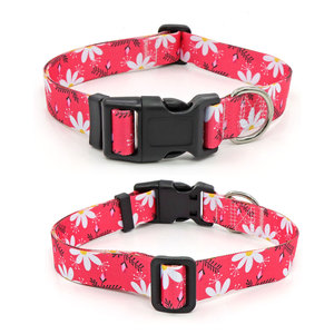 Custom Floral Print Adjustable Dog <b>Collar</b> Polyester Buckle Closure Bohemian Folk Style Pet <b>Collar</b> for Small Dogs All Seasons - Product Image 1