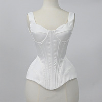 Haut corset en satin pour femme, personnalisé en usine OEM, avec bretelles larges, décolleté cœur et armatures, idéal pour les soirées et bals de promo
