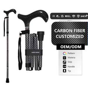 Canne pliable automatique avec support OEM, pour femmes/hommes/personnes <span class=keywords><strong>âgé</strong></span>es, poignée ergonomique, réglable de 32 à 37 pouces, extensible, capacité de 200 lb - Product Image 1