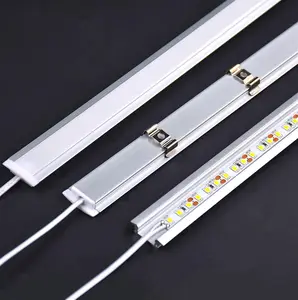Perfil de aluminio LED ultrafino, barra de luz empotrada para gabinete, cubierta de silicona, lámpara para gabinete