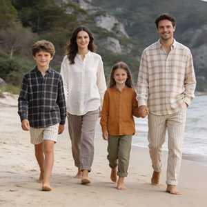 Chemises décontractées à manches longues à carreaux en coton de bambou pour garçons, coupe classique, boutonnées, avec service OEM - Product Image 4