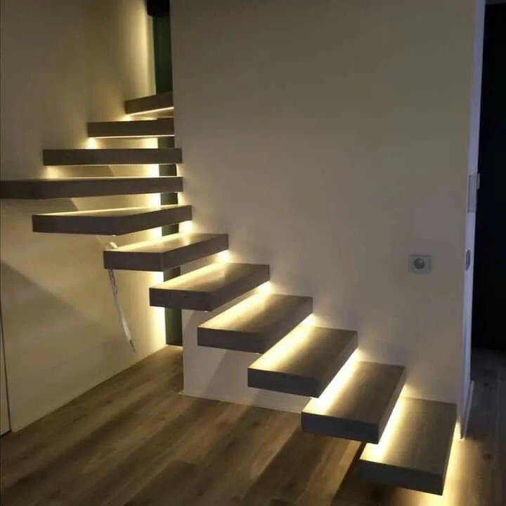 Modern Decorative Staircase Indoor Open Riser Wooden Floating Glass Stair