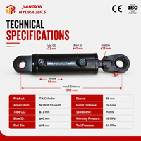 Vérin hydraulique inclinable en acier Jiangxin OEM personnalisé, alésage 60 mm, tige 28 mm, course 86 mm, étanchéité Hallite, testé 16 MPa pour chariot élévateur