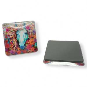 Vente directe d'usine, aimants en verre cristal de différentes formes, carrés, ronds, aimants de souvenir des États-Unis, aimants pour réfrigérateur - Product Image 1