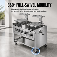 Chariot de barbecue moderne en acier inoxydable durable à hauteur réglable pour la cuisson au charbon de bois à l'argentin