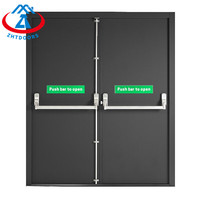 Zhtdoor Factory GB standar 90 keamanan pintu baja eksterior pintu masuk api logam hitam