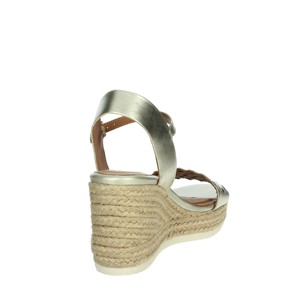 Open Toe D45gva 000cf sandali con zeppa oro comode soletta PU tacco a caviglia piatta con cinturino gladiatori per la primavera e l'estate - Product Image 3