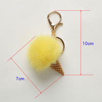Fourrure de vison Mini crème glacée téléphone portable pendentif doux en peluche porte-clés bijoux